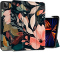 DONGKE Case for 2022/2021/2020/2018 iPad Pro 11 inch Gen 4/3/2/1 - Slim Protective Case - Built in Pencil Holder Support Charging - Trifold Stand &amp Sleep/Wake Cover - Painted Florals