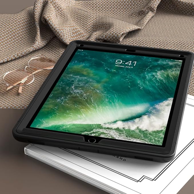 Puxicu Case for iPad Pro 12.9 Case 2017/2015 (Old Model1st &amp 2nd Gen) Heavy Duty Rugged Protective Cover for iPad Pro 12.9 (Model: A1584 A1652 A1670 A1671) Black