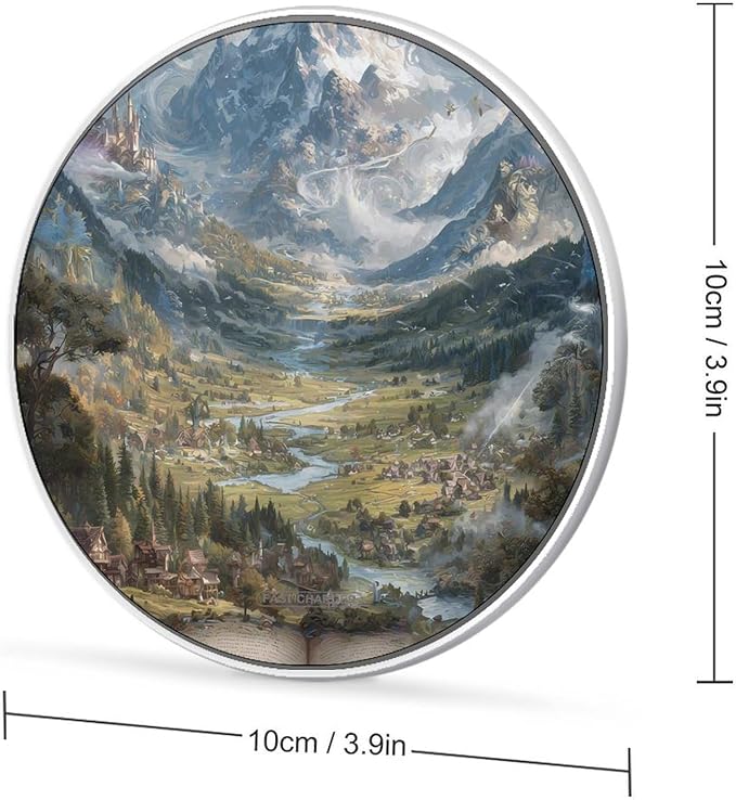 Mythical Landscape Mountains Rivers Fast Portable Charger 10W Funny Graphic Phone Charging Pad with USB Cable