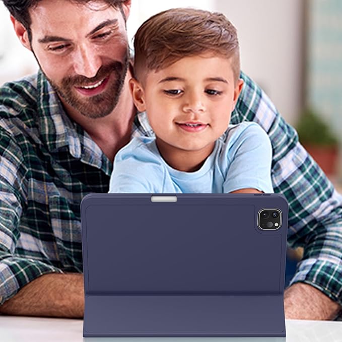 ZryXal iPad Pro 11 Inch Case (M5) 2025/ (M4) 2024 (Model: A2836/A2837/A3006) Trifold Stand Smart Cover with Pencil Holder and Soft TPU Back Auto Wake/Sleep (Dark Blue)