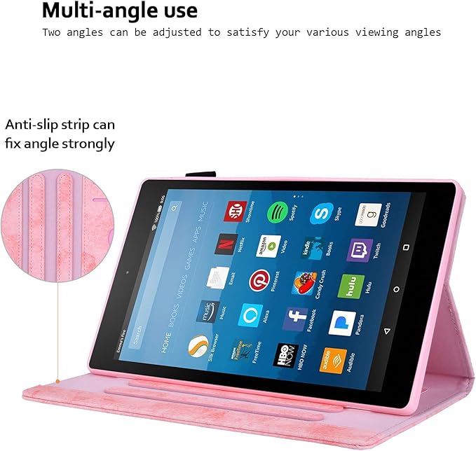Smart Case for Fire HD 8 (8th/7th/6th Generation-Old Model) Techcircle Soft PU Leather Magnetic Flip [Auto Wake Sleep] Wallet Cover for Kindle Fire HD 8-inch Tablet (2018/2017/2016 Release) Pink