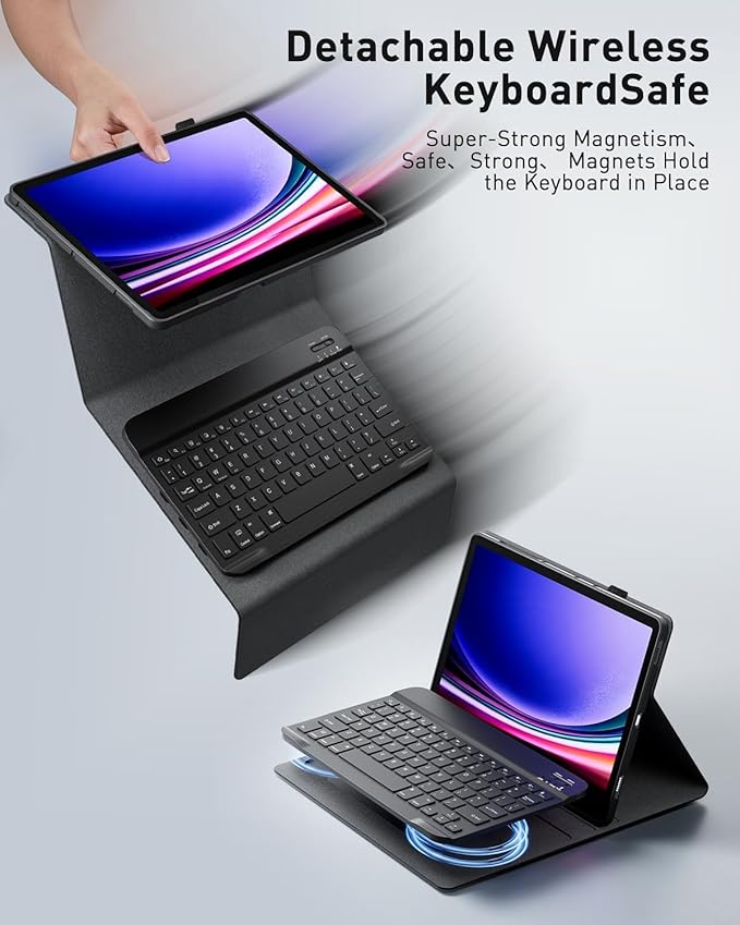 Case Keyboard for Amazon Fire Max 11 Case with Keyboard (13th Generation 11 inch) - Mouse and Magnetically Keyboard Slim Case with Pen Holder Auto Sleep/Wake - Black
