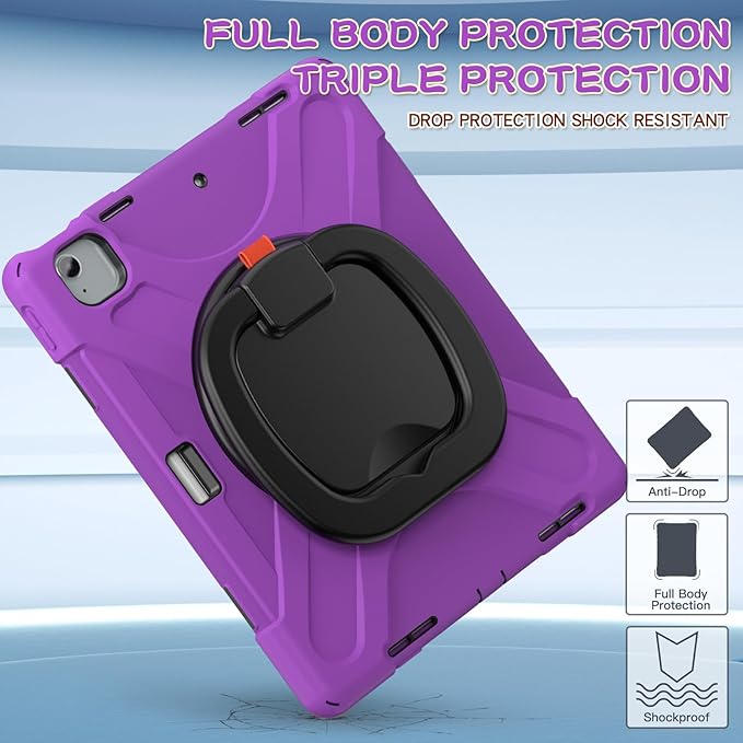 SCSVPN Case for iPad Air 13 inch M4 2026/ M3 2025/ M2 2024 &amp iPad Pro 12.9'' Case 6th/5th/4th/3rd Gen 2022 2021 2020 2018 Protective Cover with Pencil Holder Stand Handle Shoulder Strap Purpl