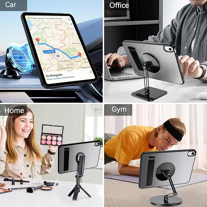 Telaso Magnetic Case for iPad (A16) 11th Generation 11 Inch 2025/ iPad 10th Generation 10.9 Inch 2022 with Invisible Portrait/Landscape Stand Hard Translucent Matte Back Protective Cover Black