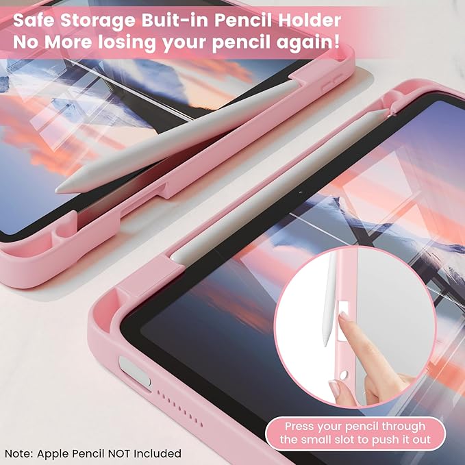 Case Compatible with iPad (A16) 11th Generation 11 Inch 2025/10th Generation 10.9 Inch 2022 Shockproof Hybrid Slim Stand Cover with Clear Back Shell &amp Pencil Holder Auto Wake/Sleep Z004