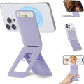 iontech Tripod Phone Wallet Stand Compatible with MagSafe iPhone 17/16/15/14/13/12 Series 3 in 1 Strong Magnetic Phone Holder PU Leather Wallet Lightweight &amp Adjustable Cell Phone Stand (Purple