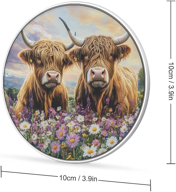 Farmhouse Highland Cow Wireless Charger Anti-Slip Wireless Charging Pad Slim Charger Mat for Men Women