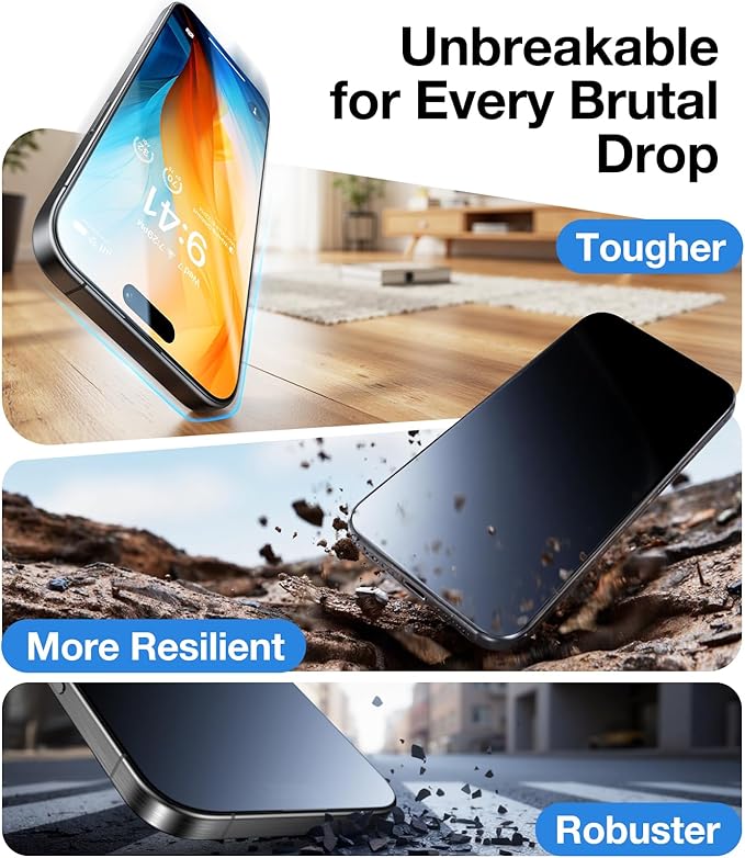 UltraGlass UNBREAK TOP 9H+ Armor for iPhone 17 Pro Max Screen Protector [NO.1 Military Grade Shatterproof] Screen Protector 17 Pro Max Tempered Glass 17 ProMax Longest Durable Full Coverage 2 Pack
