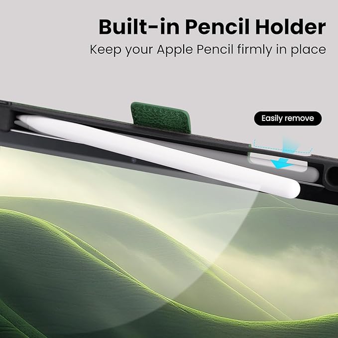 Handmade Case for iPad A16 11th Gen 11 Inch 2025 / iPad 10th Generation 10.9'' with Pencil Holder PocketMulti Angles StandMagnetic ClosureVegan Leather CoverAuto Sleep/WakeGreen