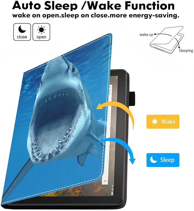 Case for All-New Amazon Fire HD 10 &amp 10 Plus Tablet 10.1 (13th/11th Generation 2023/2021 Release) Slim Stand Folio Cover with Card Slot &amp Auto Wake/Sleep - Great White Shark