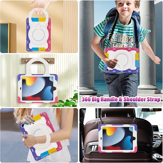 ROISKIN for iPad 6th 5th Generation Case 9.7 Inch Pro 9.7 Air 2 with 360 Kickstand Hand Strap [Screen Protector 15ft Drop Protection] Heavy Duty Air 2 /Pro 9.7 / iPad 6th 5th Gen Case for Kids