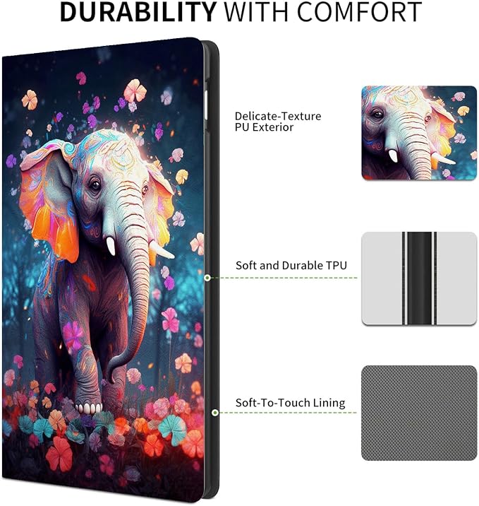 Cute Eelephant & Colorful Flowers