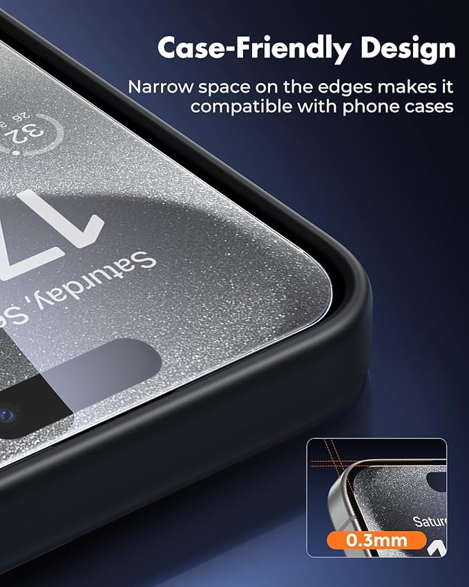 UNBREAKcable iPhone 15 Pro Max Screen Protector 3-Pack 3 Tempered Glass + 3 Camera Lens Protectors 9H Hardness HD Clarity Anti-Fingerprint Case Friendly 6.7 Inch