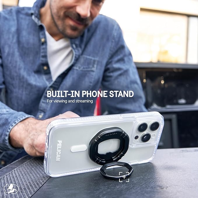 Pelican 3-in-1 Magnetic Phone Grip with Phone Stand and Bottle Opener - Rotatable and Removable for MagSafe Accessories - Magnetic iPhone Holder for iPhone 17 Pro Max/16 Pro/15/14/13/Pixel 10 - Black
