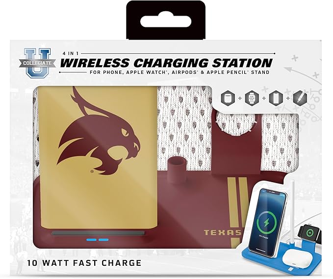 SOAR NCAA 4-in-1 Wireless Charging Docking Station: Fast Charge for iPhone Apple Watch Air Pods &amp Apple Pencil