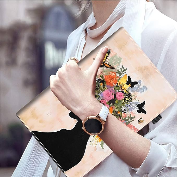 Case for Amazon Fire HD 10 Tablet (9th/7th/5th Generation2019/2017/2015 Release) Multi-Angle Smart Stand Cover Auto Sleep/Wake for Fire 10.1 InchButterfly Girl