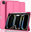 ZryXal iPad Pro 11 Inch Case (M5) 2025/ (M4) 2024 (Model: A2836/A2837/A3006) Trifold Stand Smart Cover with Pencil Holder and Soft TPU Back Auto Wake/Sleep (New Peach Red)