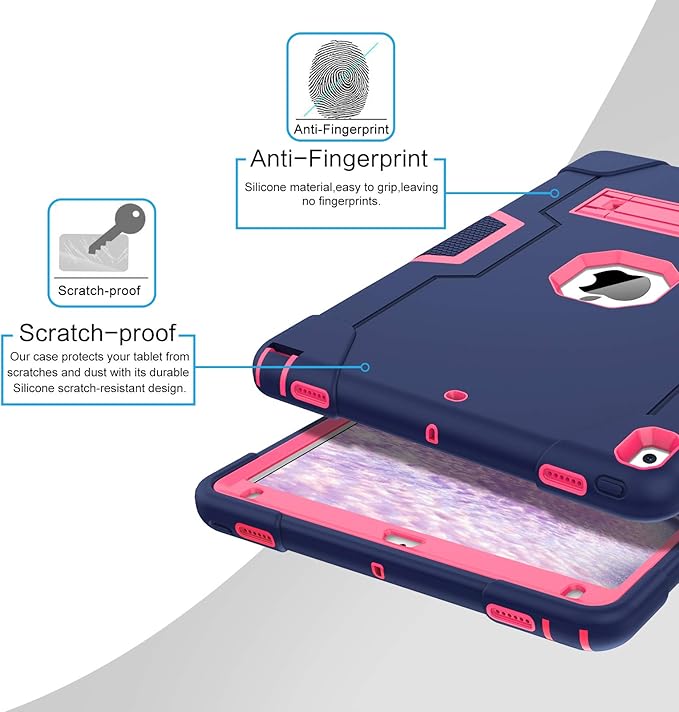 BENTOBEN for iPad Air 3 2019 Case iPad Pro 10.5 2017 Case 3 Layers Heavy Duty Rugged Shockproof Kickstand Protective Tablet Cases for iPad Air 3rd Gen/iPad Pro 10.5 2017 Navy Blue/Rose Red