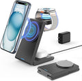 3 in 1 Wireless Charging Station Foldable Magnetic Wireless Charger Stand for Multiple Devices Wireless Charger for iPhone 16/15/14/13/12 Apple Watch 9/8/7/6/SE/5/4/3/2 AirPods 3/2/Pro