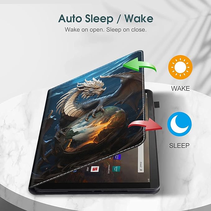 Case for All-New Amazon Fire HD 10 and 10 Plus Tablet (13th/11th Generation 2023/2021 Release) 10.1 Multi-Angle Smart Stand Cover Auto Sleep/Wake Dragon