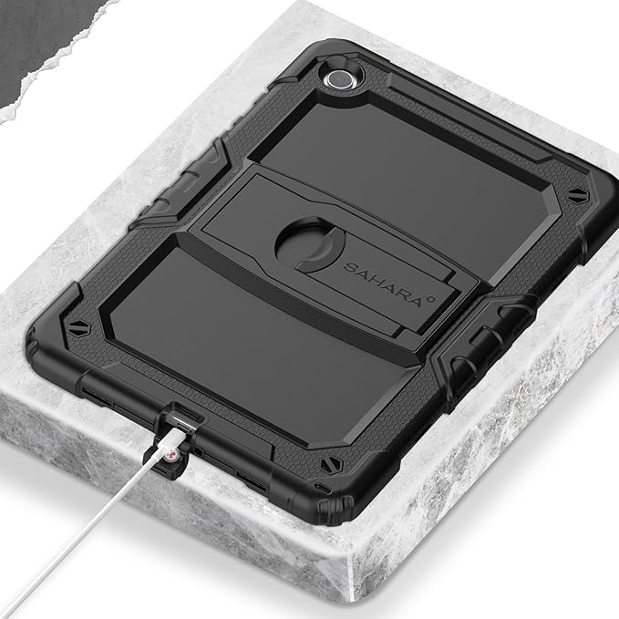 SaharaCase Defense Series Case for Galaxy Tab A11+ and Galaxy Tab A9+ - Integrated Kickstand Built-in Screen Protector Shoulder Strap - Black