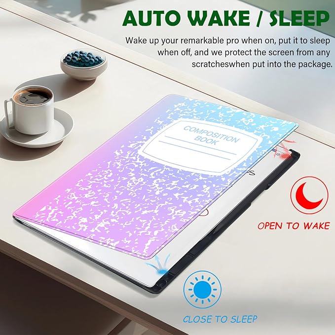 Case for Remarkable Paper Pro Tablet 11.8 (Released in 2024) Hard Back Shell Protective Book Folio Cover with Built-in Pen Holder with Auto Sleep/Wake Function.