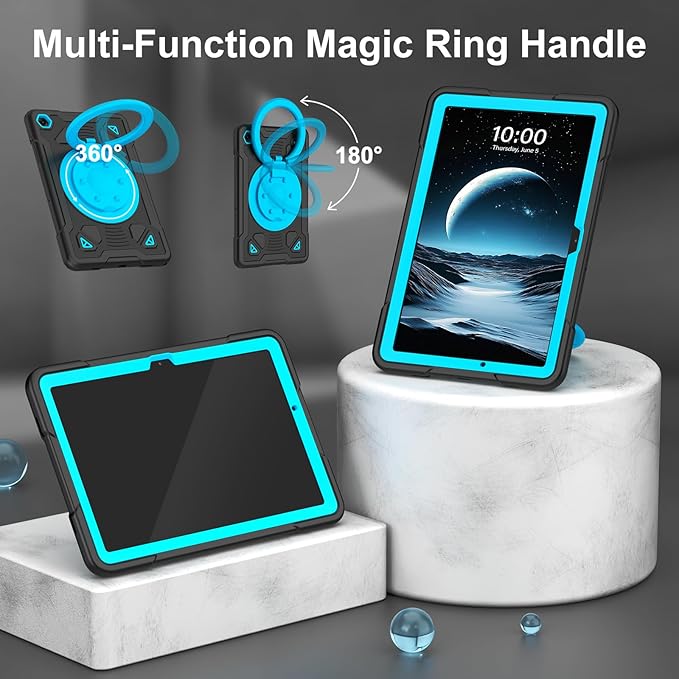Case for Samsung Galaxy Tab A11+ Plus/ A9+ 11 inch 2025/2023 with Screen Protector 360°Rotating Stand &amp Shoulder Strap Pencil Holderfor Tab A11 Plus / A9 Plus Tablet Case Kids (Black+Blue)