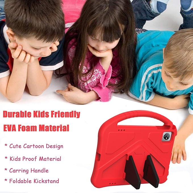 Kids Universal Case for Blackview Tab 8 WiFi 10.1 inch 2023 EVA Foam Stand Handle Cover for Blackview Tab 7 WiFi/OSCAL Pad 60/ DragonTouch Notepad 102/ Teclast P40HD 10.1 Tablets - Red