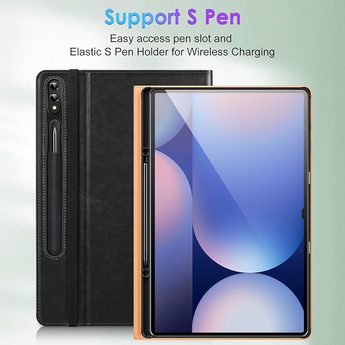 DTTO for Samsung Galaxy Tab S10 Ultra / S9 Ultra / S8 Ultra Case 2024/2023/2022 Premium Leather Business Folio Stand Cover with S Pen Holder for 14.6 Inch Tablet Auto Wake/Sleep Black