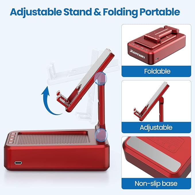 JTEMAN Portable Phone Stand with Speaker Bluetooth WirelessGifts for Men WomenBirthday for WomenKitchen Gadgets for MenPhone Holder for Desk - Red
