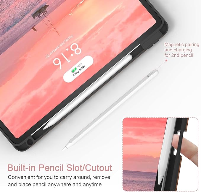 Case for iPad Pro 12.9 6th/5th/4th/3rd Generation 2022/2021/2020/2018 PU Leather 12.9 Cover with Pencil Holder/Multi-Angle Stand/Pocket Auto Wake/SleepMarble Pink