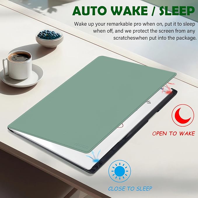 Case for Remarkable Paper Pro Tablet 11.8 (Released in 2024) Hard Back Shell Protective Book Folio Cover with Built-in Pen Holder with Auto Sleep/Wake Function.