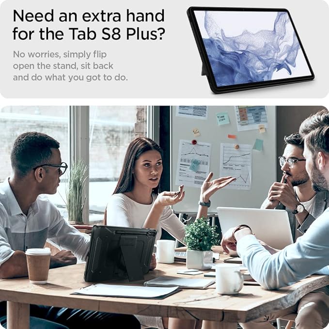 Spigen for Galaxy Tab S8+ Plus/S7+ Plus Case (2020) Tough Armor Pro Protective Hard Shell with Kickstand and Built-in S Pen Holder Drop-Proof Dual-Layer Protection 12.4 Inch Black
