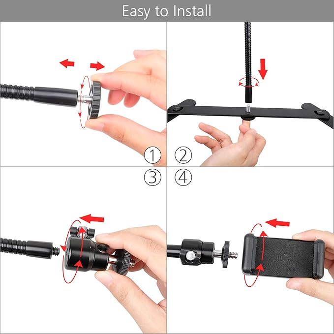 Photo Copy Pico Projector StandChromlives Overhead Tripod Video Stand for PhoneAdjustable Tabletop Overhead Phone MountGooseneck Mini Tripod Stand for Teaching Streaming Baking Crafting