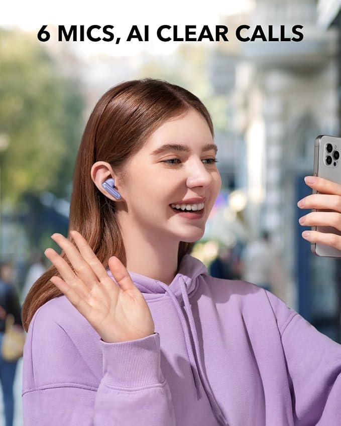 Soundcore P40i by Anker Noise Cancelling Wireless Earbuds Adaptive Noise Cancelling to Environments Heavy Bass 60H Playtime 2-in-1 Case and Phone Stand IPX5 Wireless Charging Bluetooth 5.3
