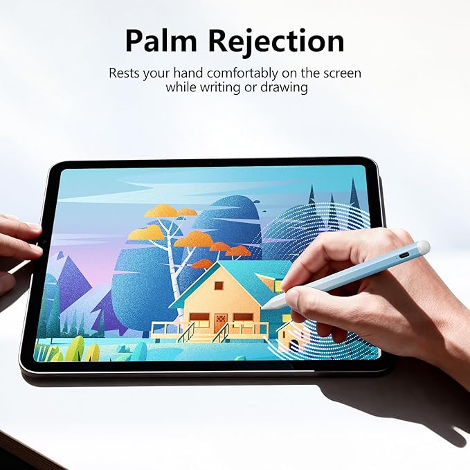 Stylus Pen for iPad 6th-11th Generation-2X Fast Charge Active Pencil Compatible with 2018-2025 Apple iPad Pro 11/12.9/M4 iPad Air 3/4/5/M2/M3iPad mini 5/6 Gen-White Blue