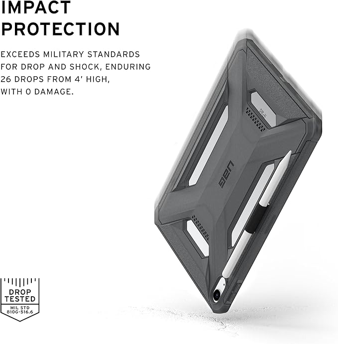URBAN ARMOR GEAR UAG Designed for iPad A16 Case Fits 11 11th Gen 2025 10.9 10th Gen 2022 (A3354 A3355) Scout LT - Secure Grip Kids Family Friendly Military Grade Drop Protection Cover Ash
