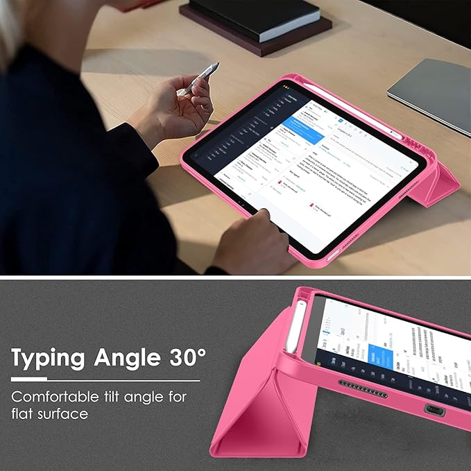 Case for iPad (A16) 11 Inch 2025/iPad 10th Generation 10.9 Inch 2022 Slim Trifold Stand Protective Cover with Pencil Holder and Soft TPU BackSupport Auto Sleep/Wake (Watermelon)