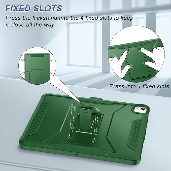 Soke Case for iPad Air 13-Inch M4 2026 M3 2025 &amp M2 2024with Built-in Screen Protector and Kickstand Rugged Full-Body Heavy Duty Protective Cover for Apple iPad Air 13 - Alpine Green