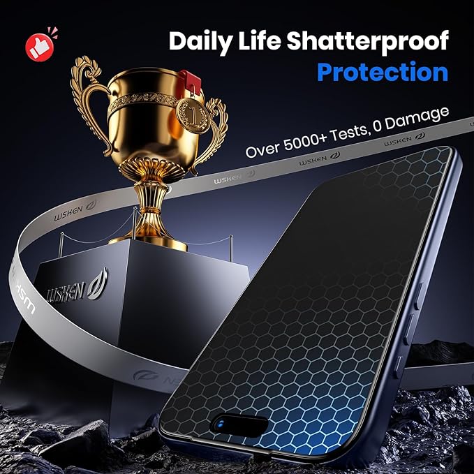 WSKEN for iPhone 17 Pro Max Matte Privacy Screen Protector - Anti Glare Anti Fingerprint [4 Way 360 Anti Spy] 10X Military Shatterproof Zero Bubble Anti Peep Tempered Glass Film for 17 Pro Max