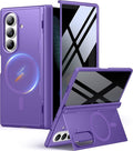 MOBOSI for Samsung Galaxy Z Fold 7 Case with Privacy Screen Protector [Compatible with Magsafe] [Built-in Kickstand &amp Full Body Hinge Protection] Magnetic Slim Phone Case for Z Fold7 Purple