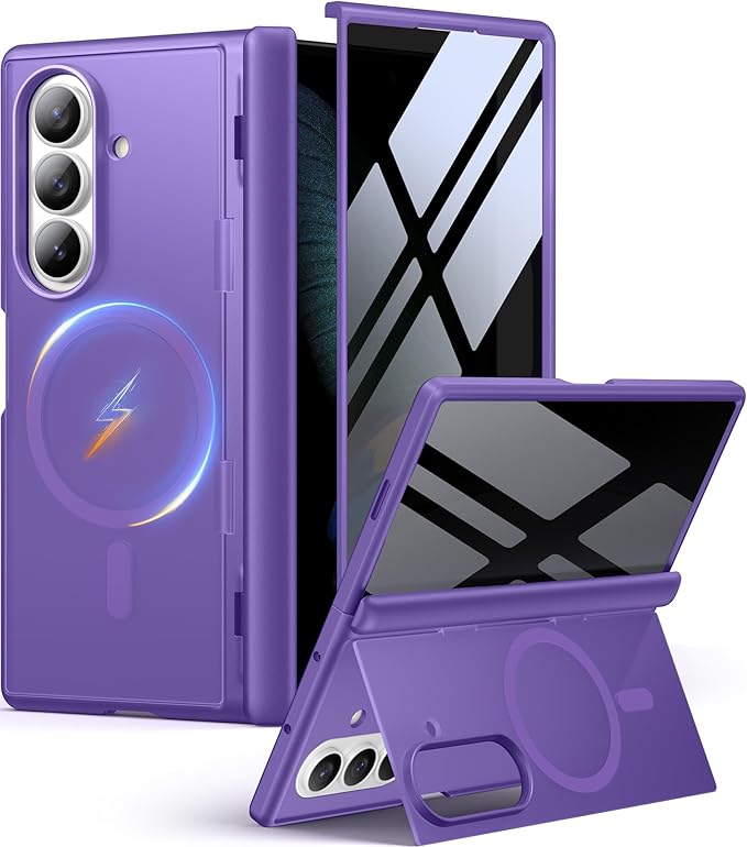 MOBOSI for Samsung Galaxy Z Fold 7 Case with Privacy Screen Protector [Compatible with Magsafe] [Built-in Kickstand &amp Full Body Hinge Protection] Magnetic Slim Phone Case for Z Fold7 Purple