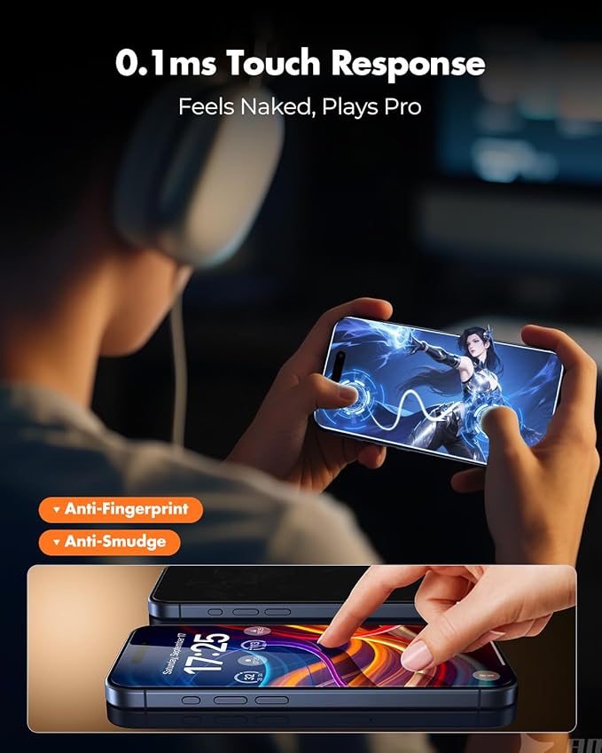 UNBREAKcable 2 Pack for iPhone 15 Pro Screen Protector AR Anti Reflection 9H+ Tempered Glass Anti-Glare Enhanced Clarity Anti-Blue Light Polishing Cloth Included