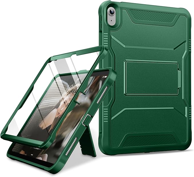 DTTO Case for iPad (A16) 11th Generation 11-Inch 2025 iPad 10th Generation 10.9-Inch 2022 Durable Shockproof Full Body Protective Cover with Built-in Screen Protector Viridian Green