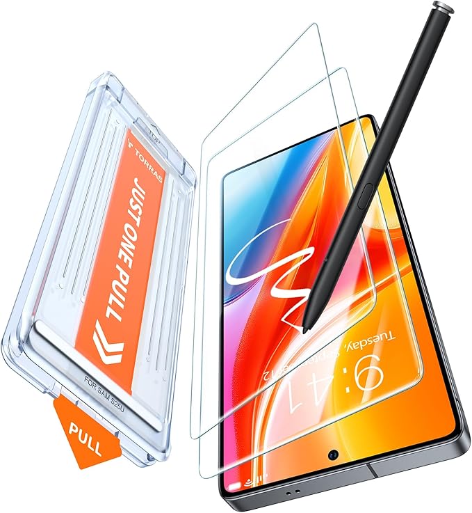 TORRAS for Samsung Galaxy S25 Ultra Screen Protector 9H+ Military-Grade Shatterproof Tempered Glass 2 Pack- Responsive Touch Anti-ScratchFull Coverage Bubble FreeHD Clarity Easy installation