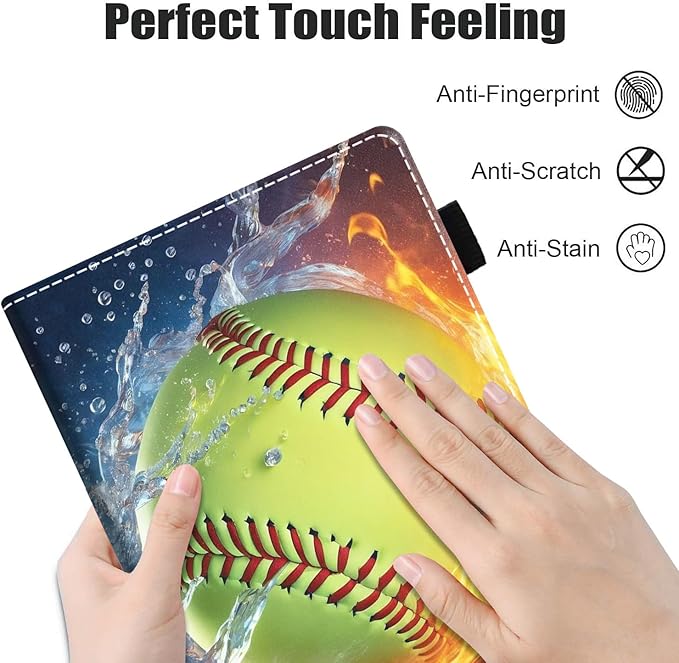 Case for All-New Amazon Fire Max 11 Tablet (11 Inch 13th Generation 2023 Release) with Card Slot &amp Auto Sleep/Wake - Slim PU Leather Stand Folio Cover Burning Softball Fire and Water