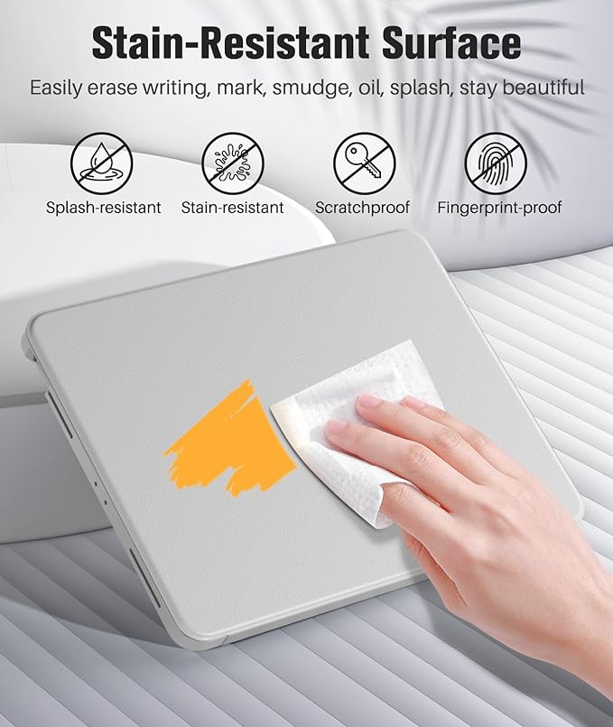MoKo for iPad Air 13-Inch Case (M4/M3/M2) 2026/2025/2024 with Pencil Holder Heavy Duty 13 Inch iPad Air Case with Screen Protector Clear Back Lens Protector Multi-Angle Magnetic Stand Light Gray