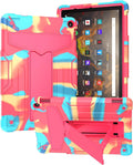 Dteck Case for Fire HD 10/HD 10 Plus Tablet (2021 Release 11th Generation) - Kids Friendly Shockproof EVA Case Convertible Stand Full Body Rugged Protective Cover Camouflage Red