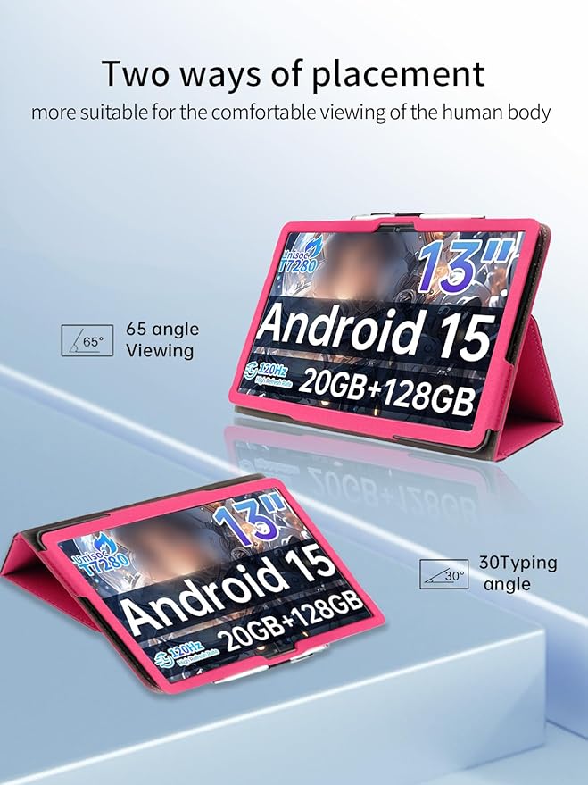 Case for Teclast T65 Tablet 13.4 inch Android 15 TabletsUYRUREL Leather Slim Folding Stand Cover with Hand Strap Magnet for Men Women Full ProtectionRosered.
