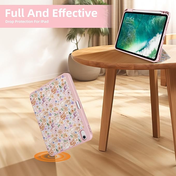 Case Compatible with iPad (A16) 11th Generation 11 Inch 2025/10th Generation 10.9 Inch 2022 Shockproof Hybrid Slim Stand Smart Cover with Pencil Holder Supports Auto Wake/Sleep Z008